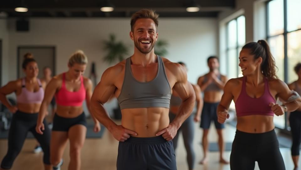 Coach motivant un groupe lors d'une séance de fitness à Lyon