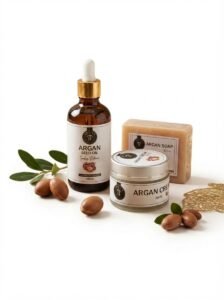 The Moroccan Argan Beauty Ritual - Pure Argan Oil + Nourishing Argan Cream + FREE Argan Soap